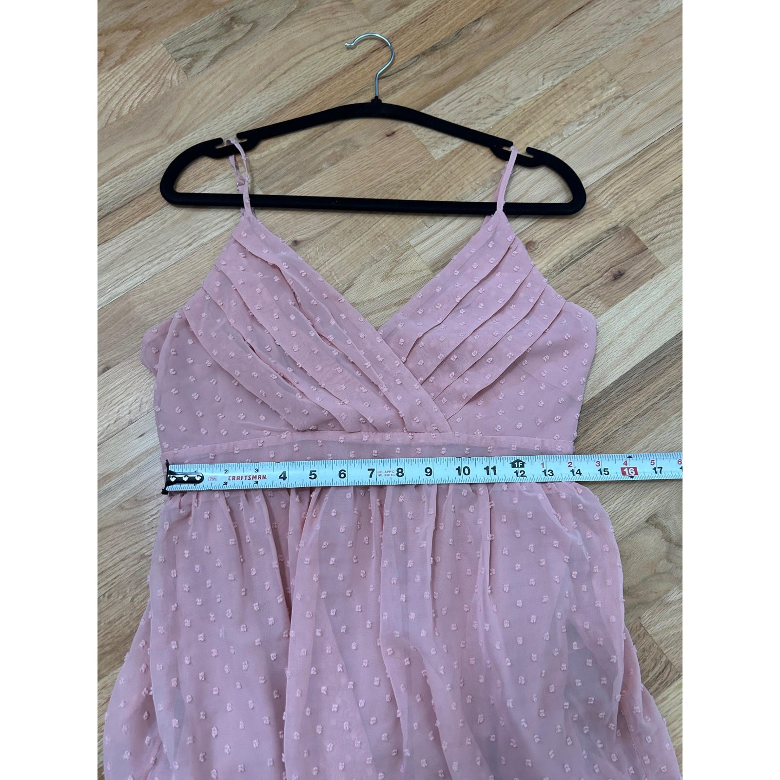 Lulus Dusty Rose Swiss Dot Tiered Maxi Dress Pleated V-Neck Pink Size L