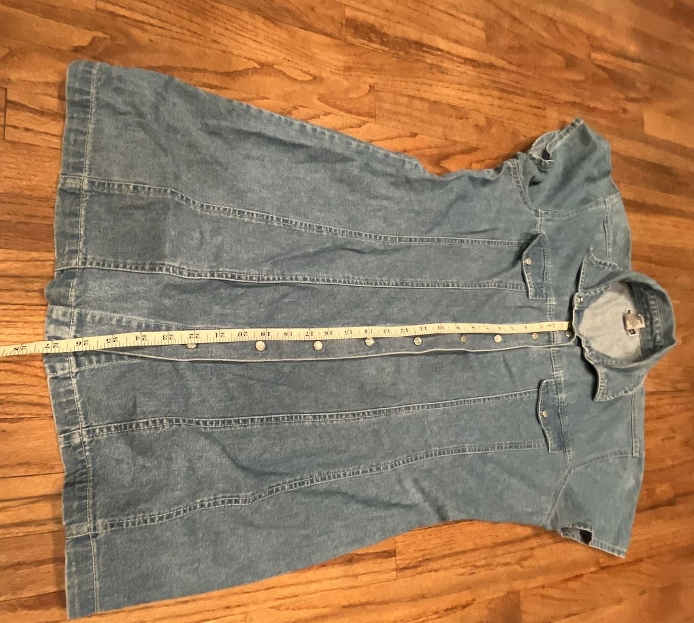Xhilaration Vintage Style Button-Front Short Sleeve Denim Shirt Dress
