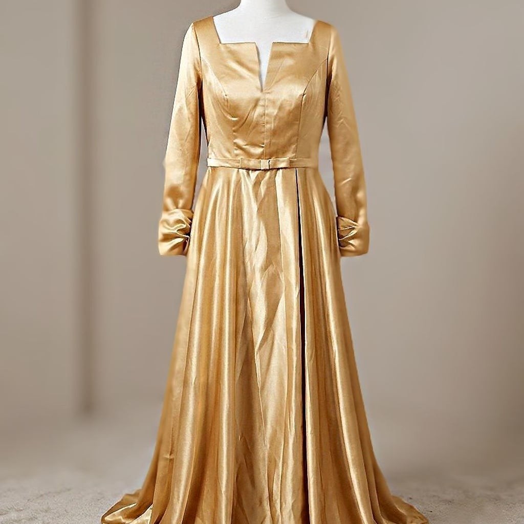 Witness of Love Plus Size 1X Gold Satin Formal Evening Gown Mother of the Bride