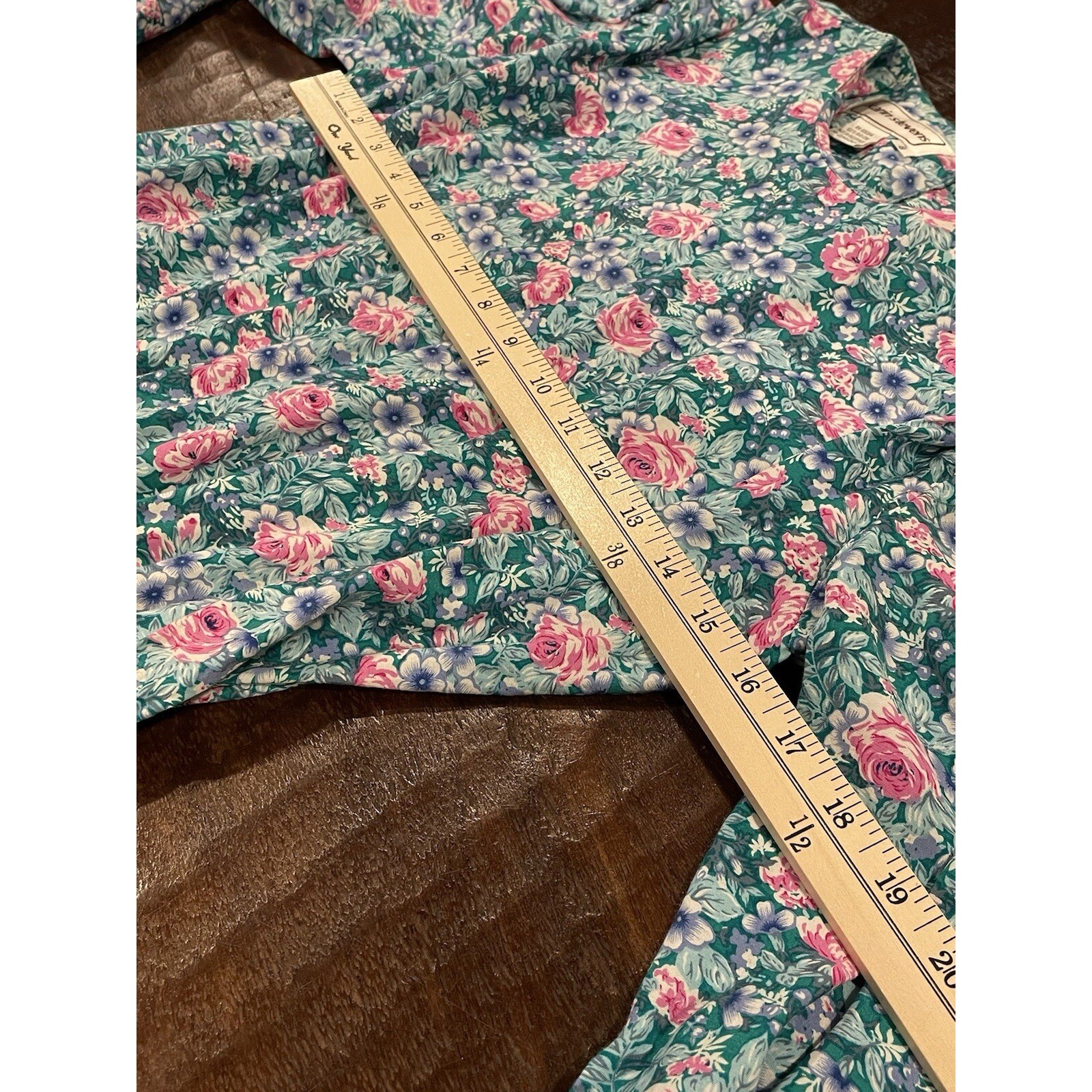 Vintage 80’s Karin Stevens Dress Size 8 Green Floral Cottagecore Retro Prairie