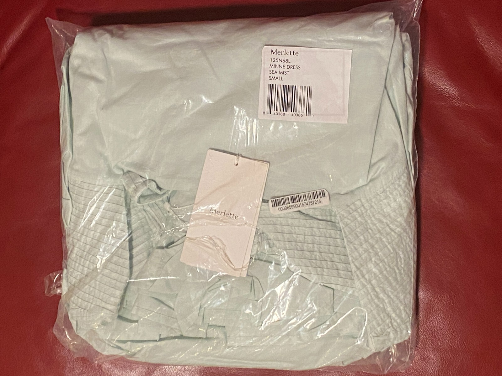 $500 MERLETTE Minne Pintuck Sleeve Tiered Pima Cotton Lawn Dress | Sea Mist | S