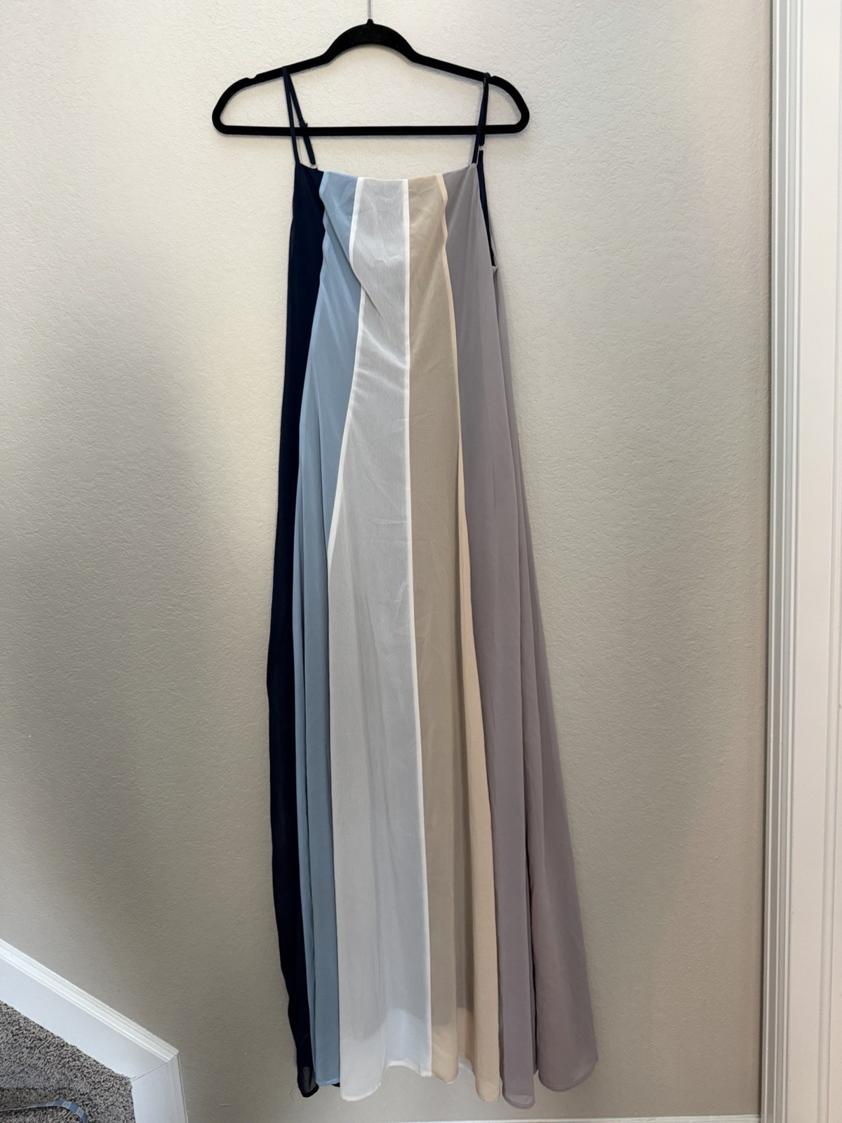 Davi & Dani Colorblock Chiffon Maxi Dress Sleeveless Multicolor Size M DD8046