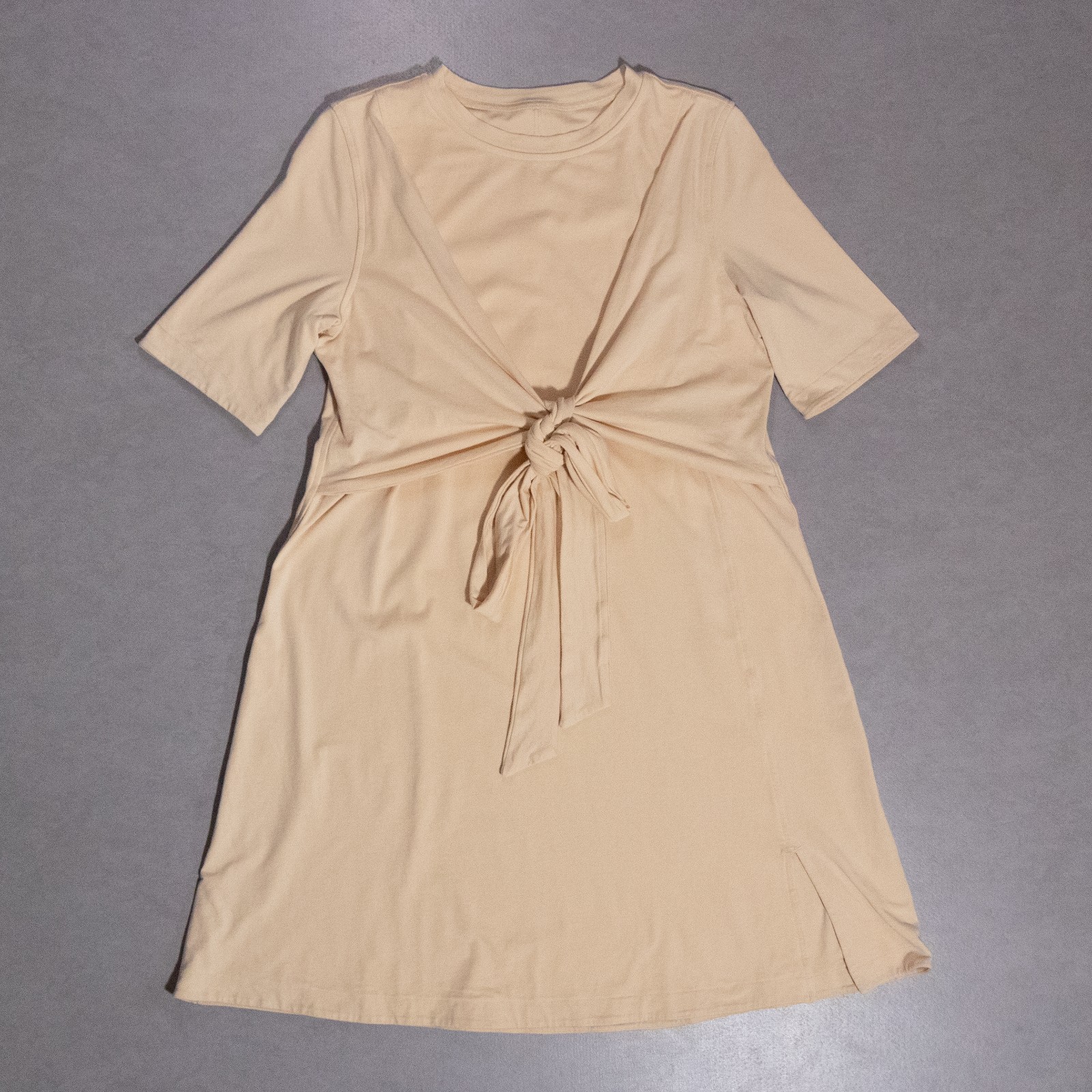 Lululemon Cotton Wrap-Front T-Shirt Dress Prosecco Yellow Size 8 (17.5″ x 34″)
