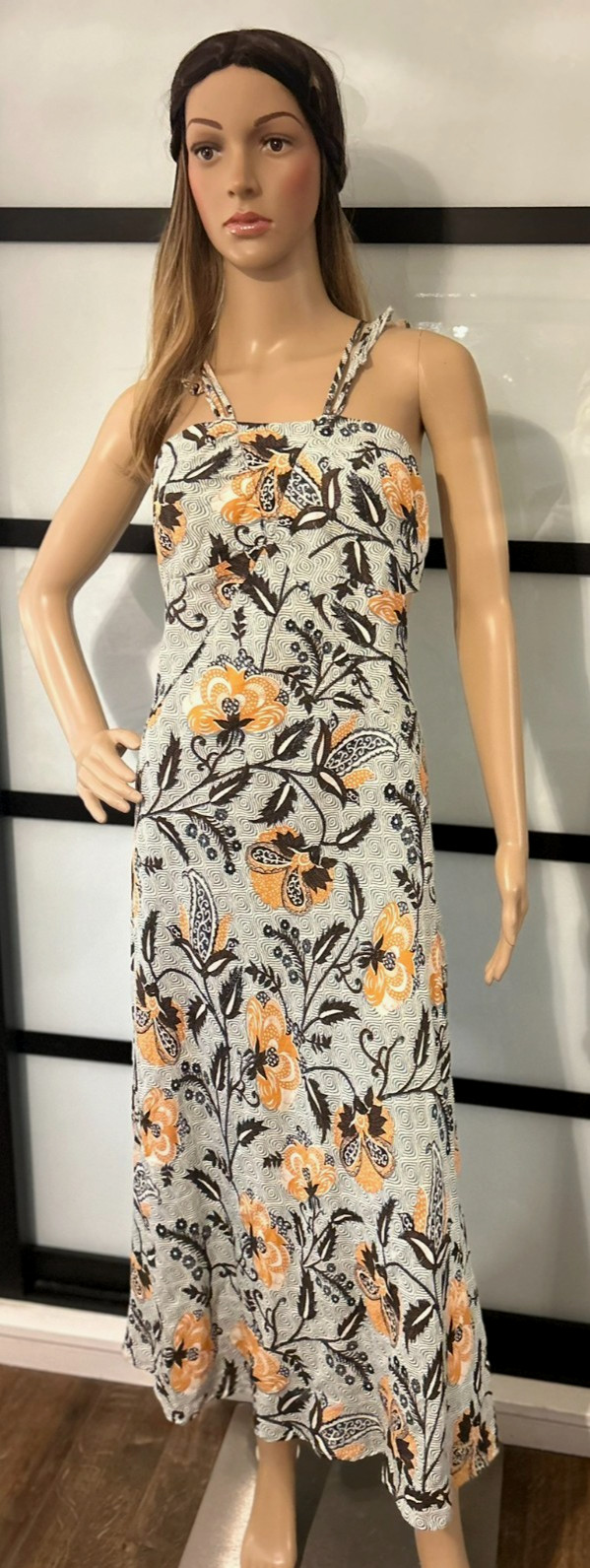 By Anthropologie Maxi Dress Zip Up Back Multi Color Size 12 Excellent Condition
