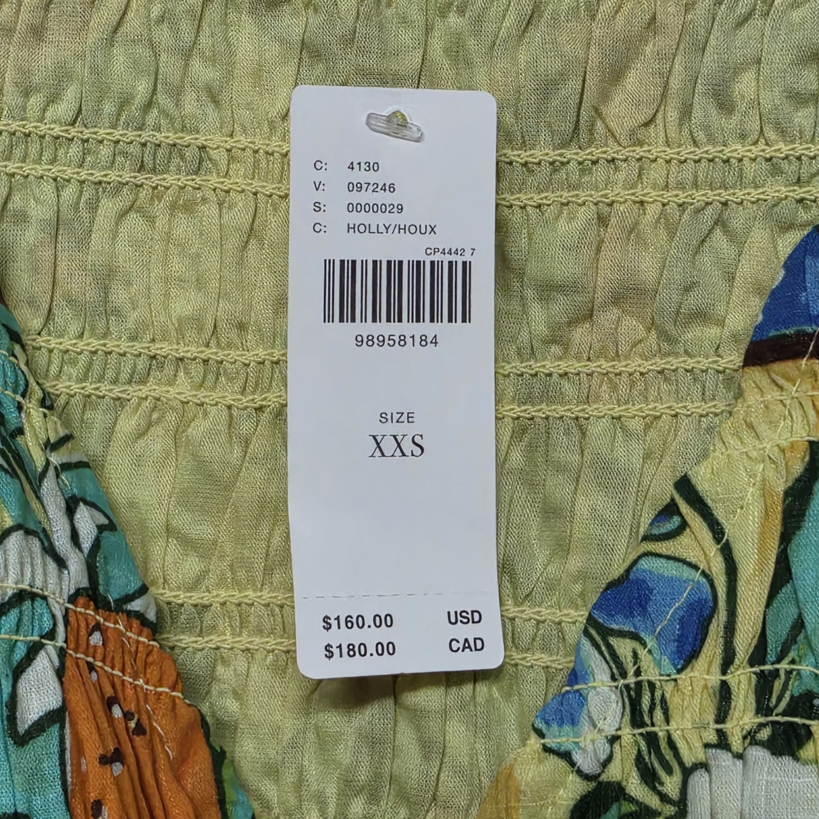 Anthropologie Peregrine Flutter Sleeve Midi Dress Citrus Floral Tile Print XXS
