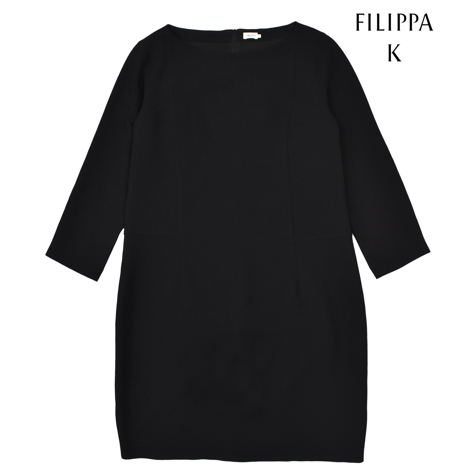 Filippa K Dress Black Boat Neck Minimalist Elegant Shift Dress Size L