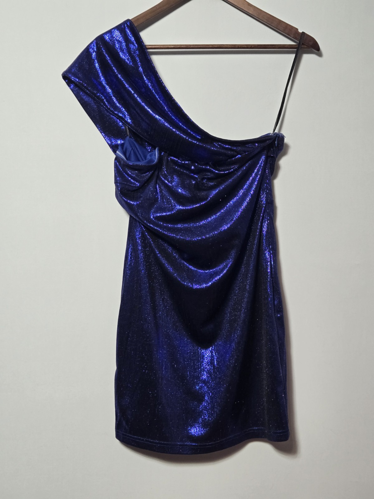 Superdown Revolve Tamia Asymmetrical Mini Dress Size Large Women’s Metallic Blue