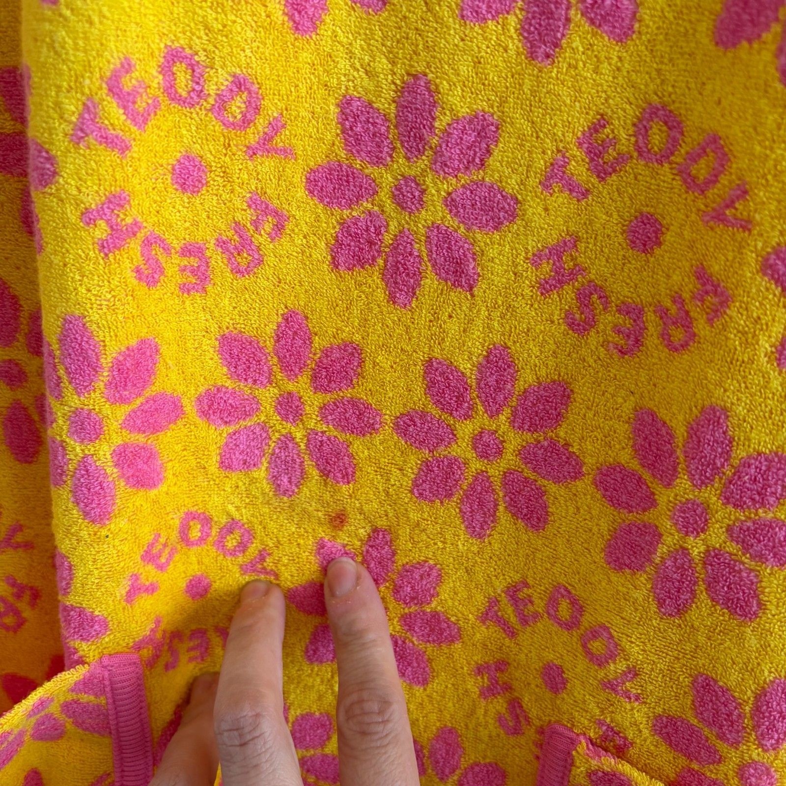 TEDDY FRESH Pom Pom Pink Terry Cloth Floral Mini Sunress Cover Up Womens Medium