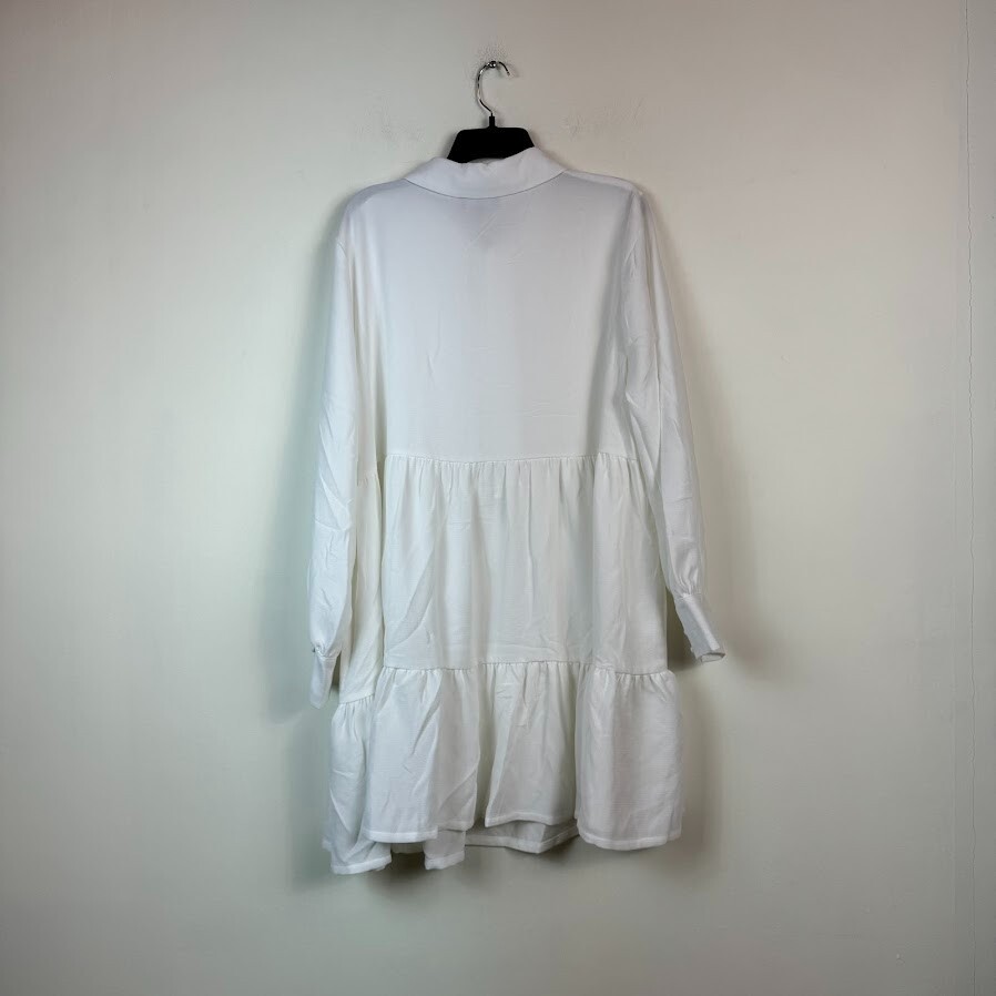 Danielle Bernstein Womens Plus 2X White Button Down Baby Doll Dress NWT CT28