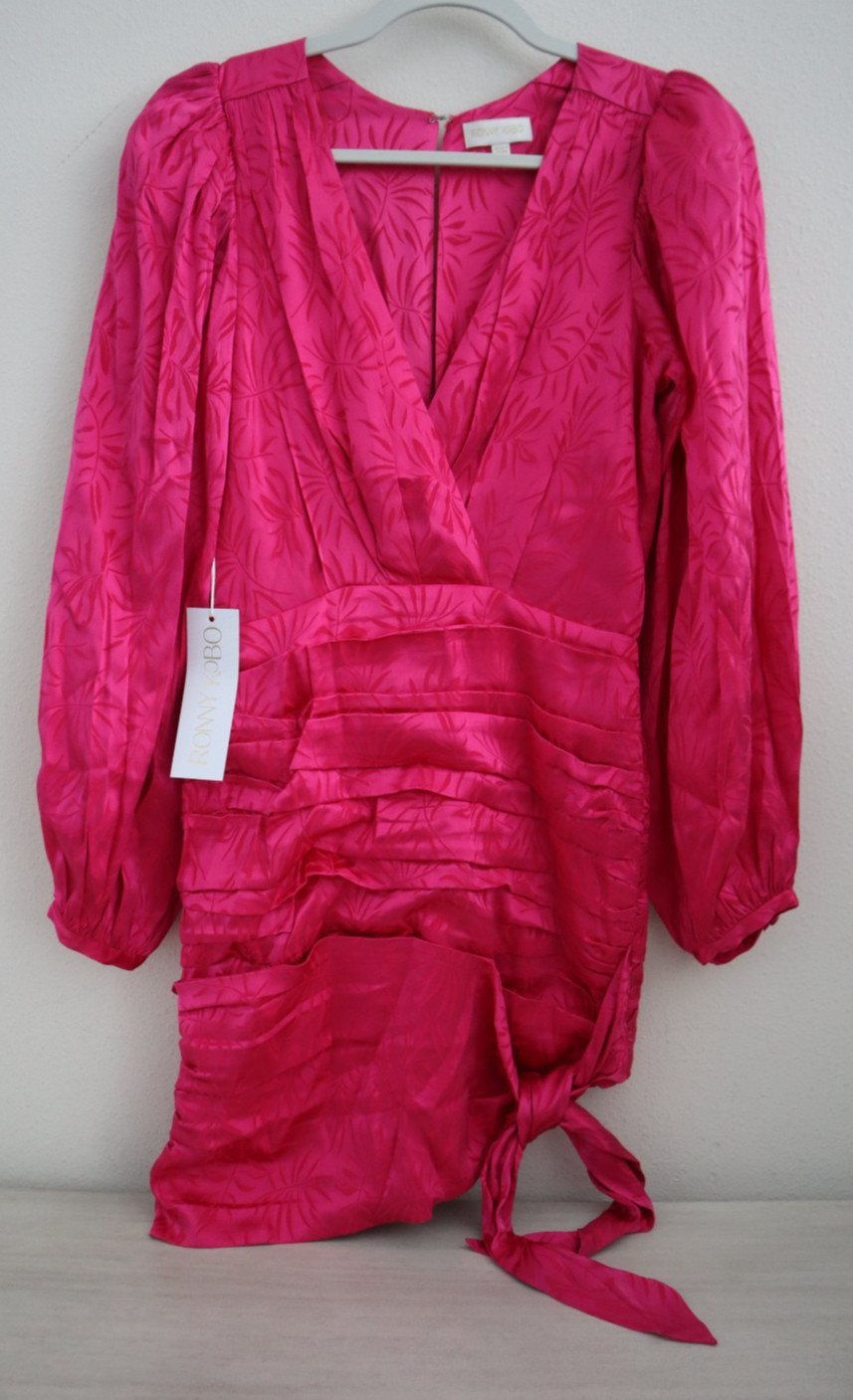 Ronny Kobo INT96-81408LBJ Women Sz XS Fuchsia/Pink Giorgia Silk Mini Dress $498