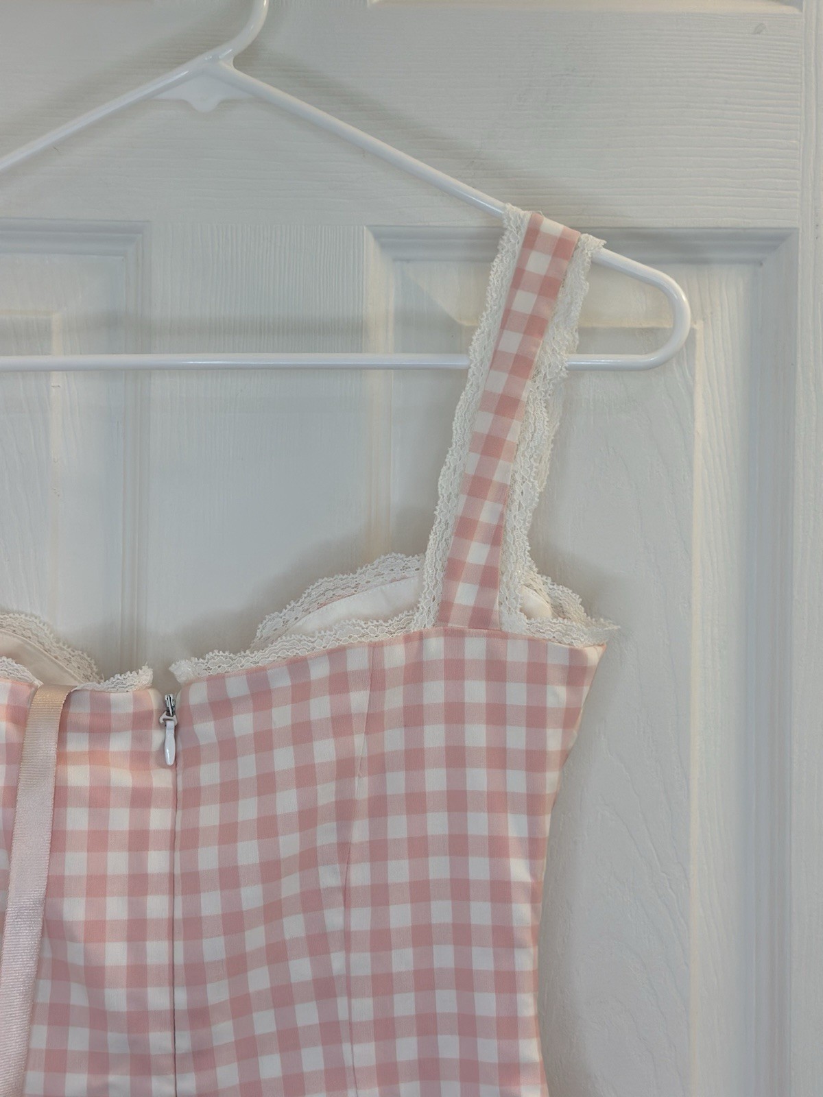 House Of Cb BRIGITTE Strawberry Shortcake Gingham Corset Mini Dress Size Medium