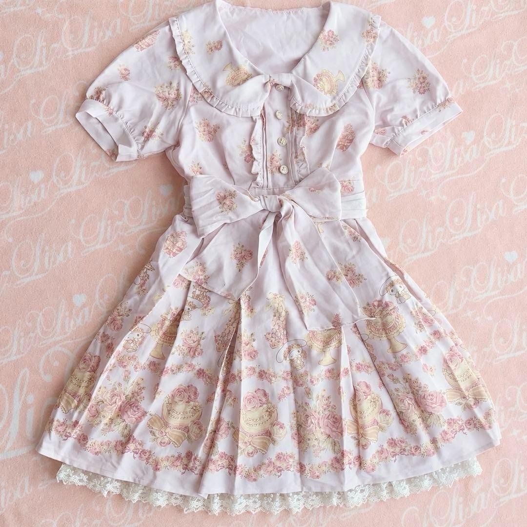 LIZ LISA My Melody Dress Pink Ribbon Sweets Short Sleeve Kawaii Japan Used