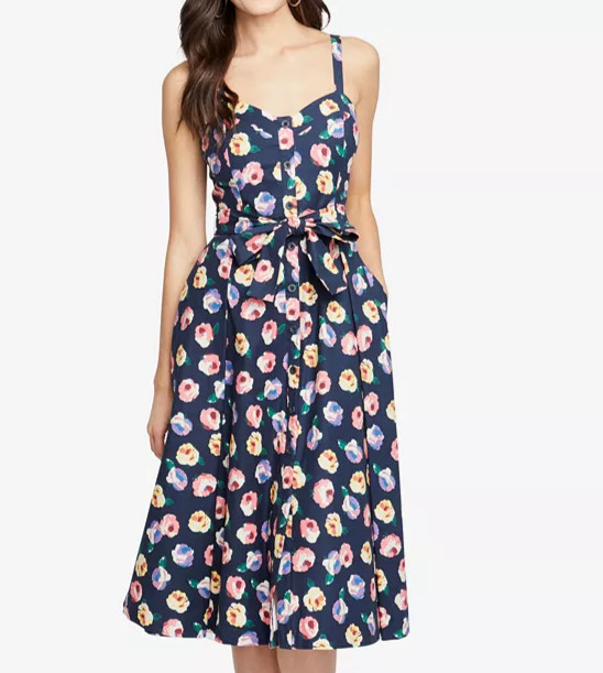 RACHEL Rachel Roy Floral Print Summer Belted Midi Sundress sz.12 New
