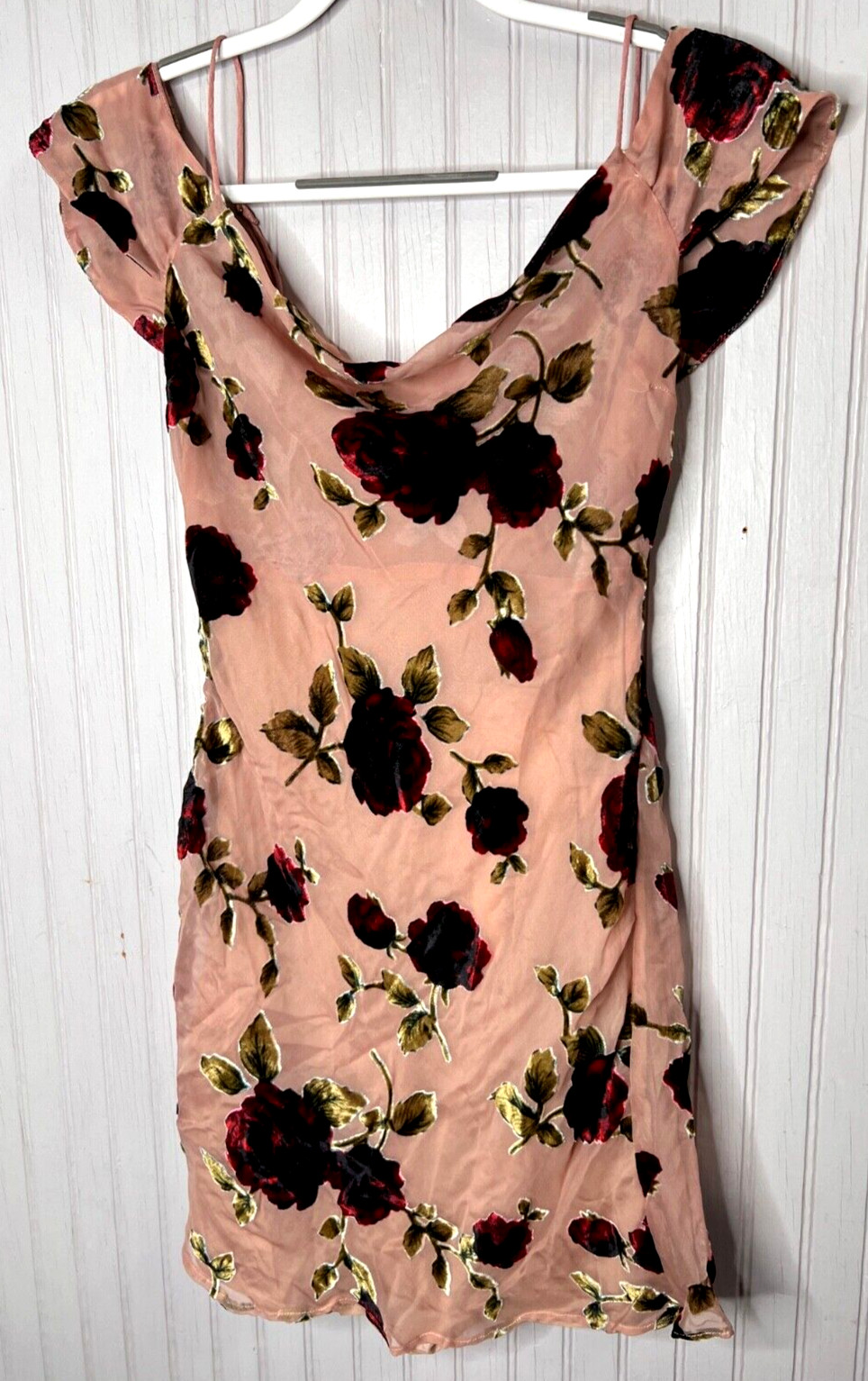 Winona Women DRESS 4 PInk Embroidered Roses Overlay Elegant Designer NEW $219