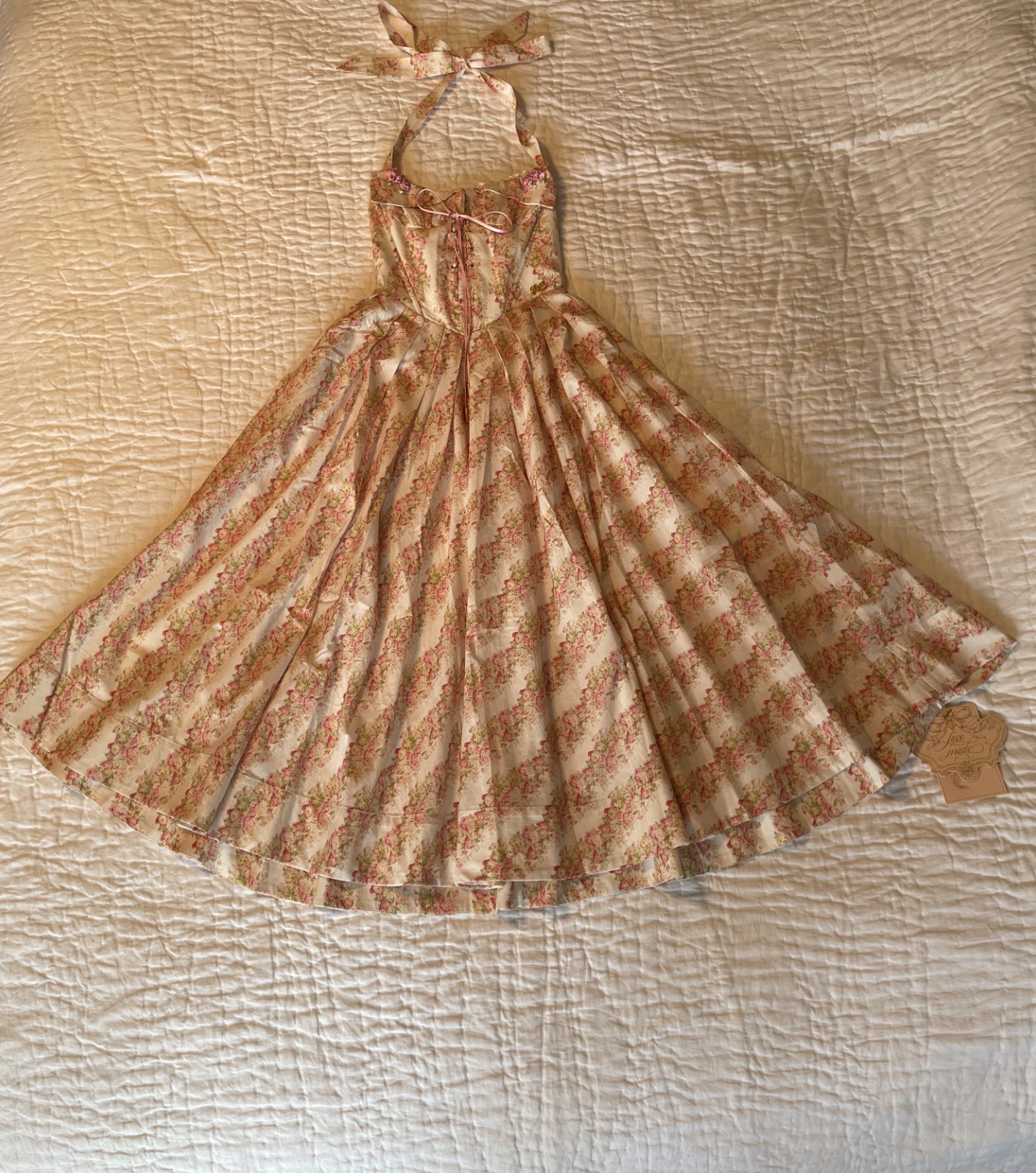 Lacemade Pink & White Floral Halter Top Sundress – Junior Size M