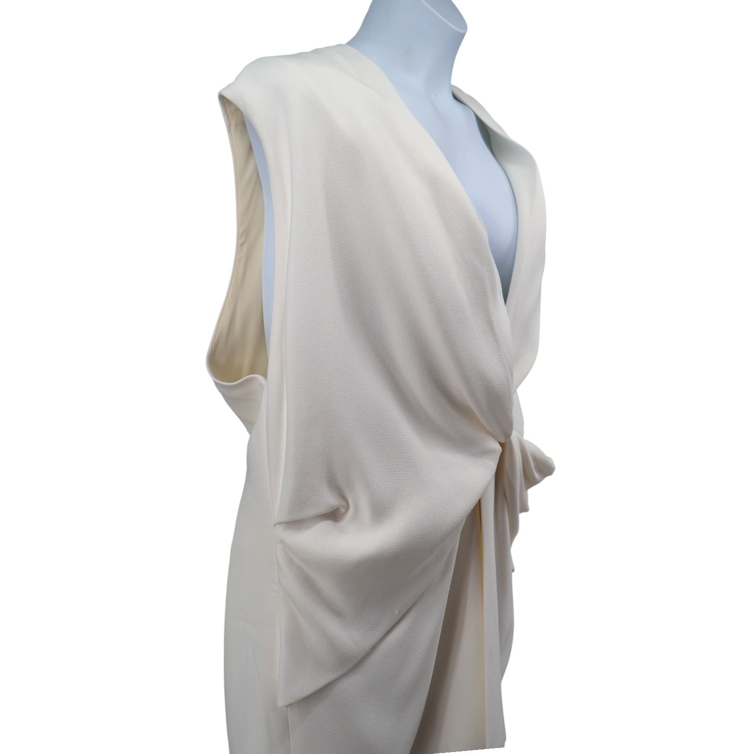 Brandon Maxwell Sutton Silk Vest Midi Dress Ivory Twist Drape Sz 16 NWT $1995