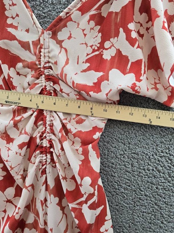 Victoria Beckham Asymmetric Ruched Detail Midi Dress Women’s 4UK Chilli Back Zip