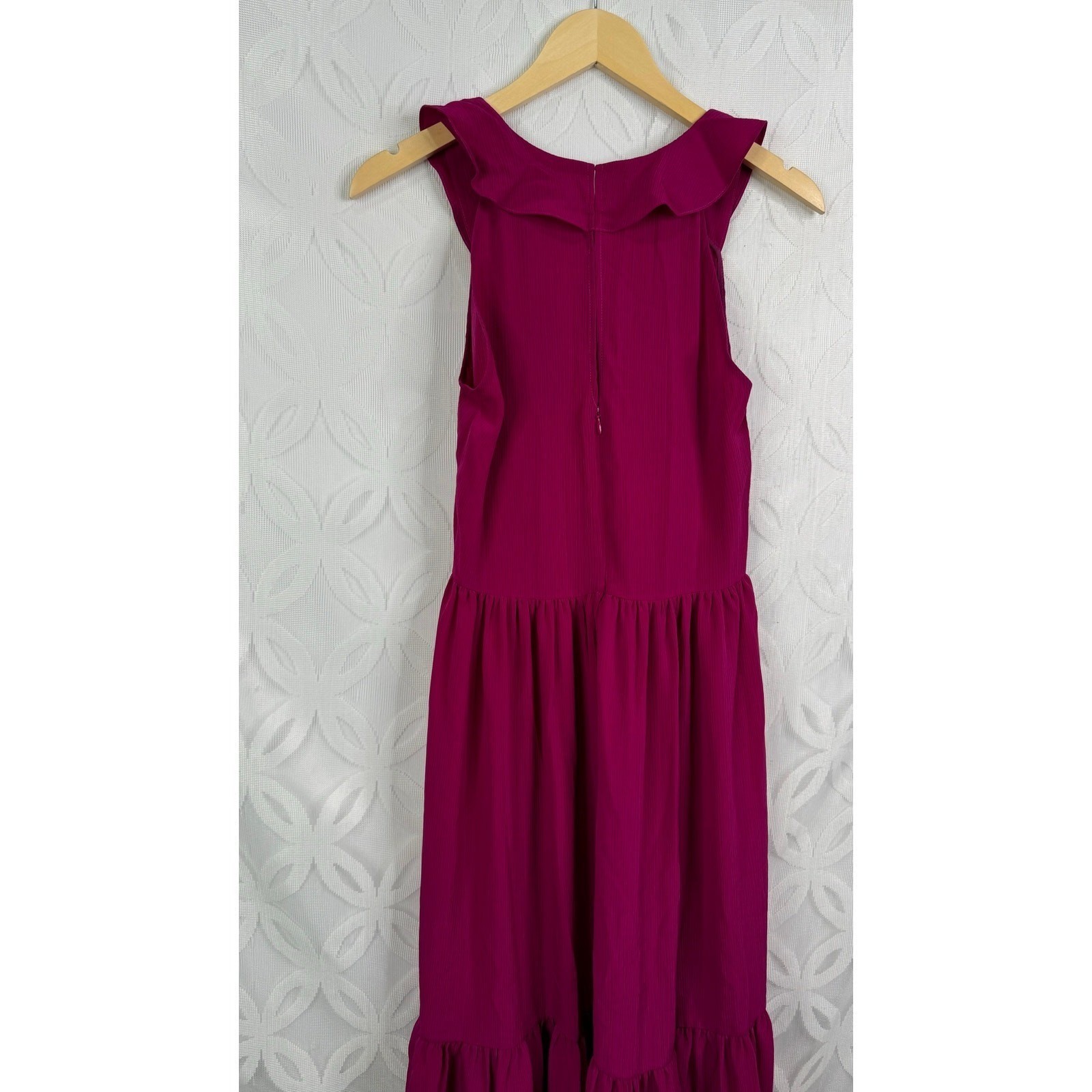 SALONI Suzi Berry Crinkle Crepe Lace Maxi Dress Size 6 NWT