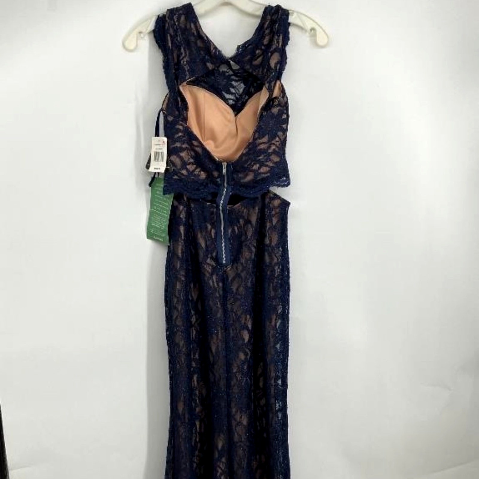 City Triangle One Piece in the Back/Two Piece in the Front Lace Gown Blue/Nude 7