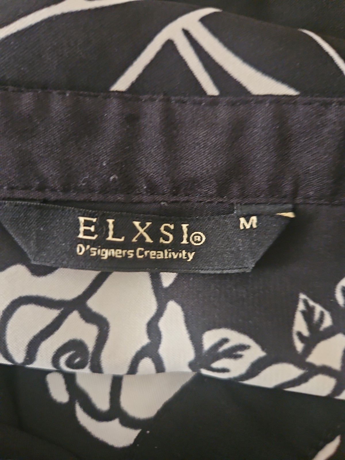 ELXSI Kurta Middle eastern Style Arabian Black White Flower Abaya Size Medium