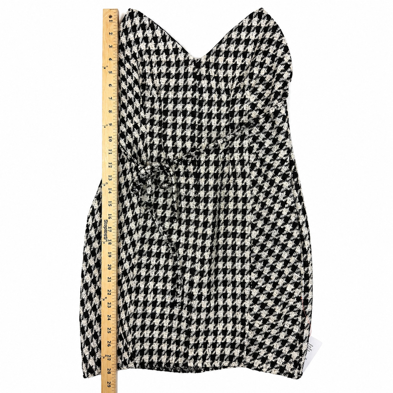 ASOS DESIGN Houndstooth Strapless Mini Dress US 8 Black White Sweetheart NWT