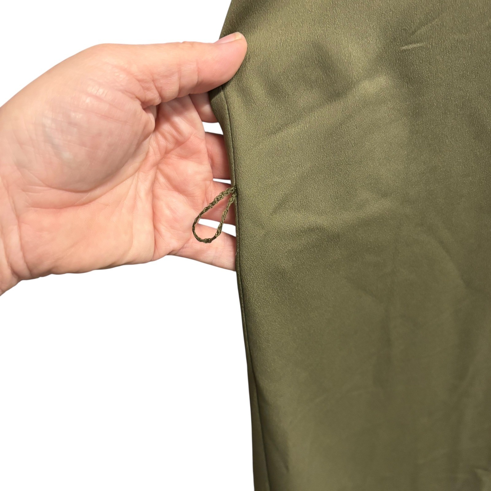 Just Fab Olive Green Button Front Bow Neck Long Sleeve Maxi Dress Womens XL