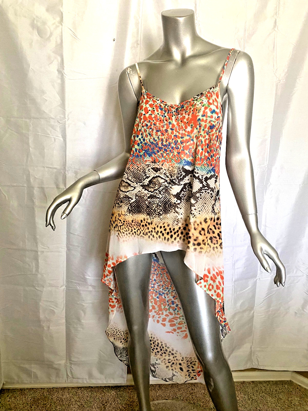 Alberto Makali High Low Sleeveless Beaded Dress Size M