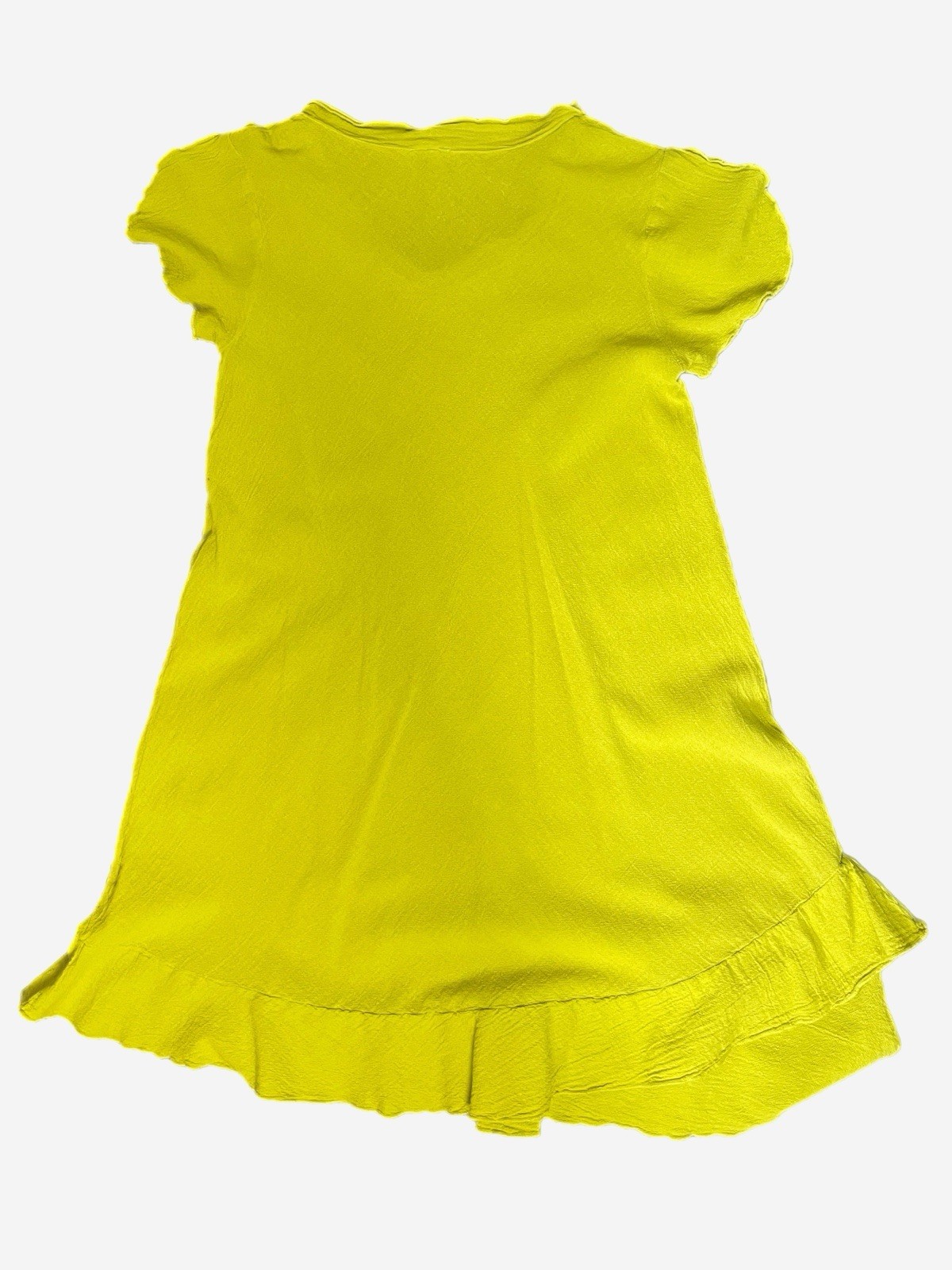 Oh My Gauze! Lime yellow LA Cotton gauze dress ruffle pocket beach Lagenlook S/M
