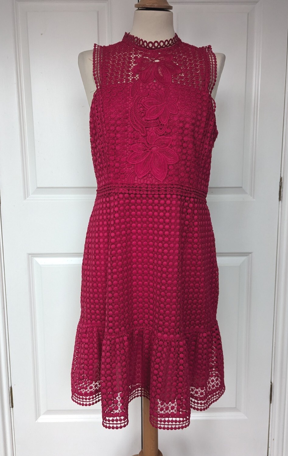 Whistles red lace sleeveless classic sexy dress 14 excellent condition RRP £129
