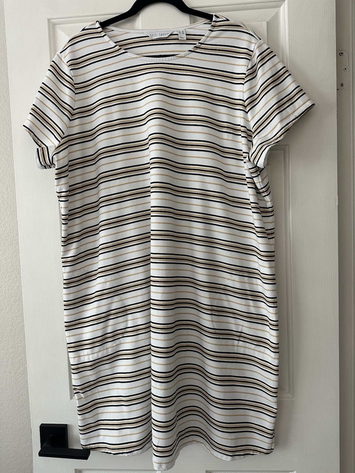 Sport Savvy French Terry Short Sleeve Round Neck Dress With Pockets-2X EUC