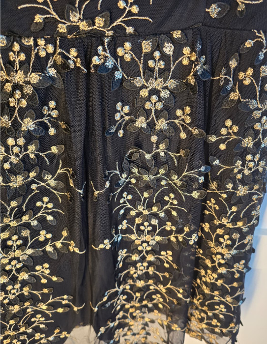 Altar’d State Black Embroidered Dress Womens L Mesh Lace Cocktail Wedding Guest