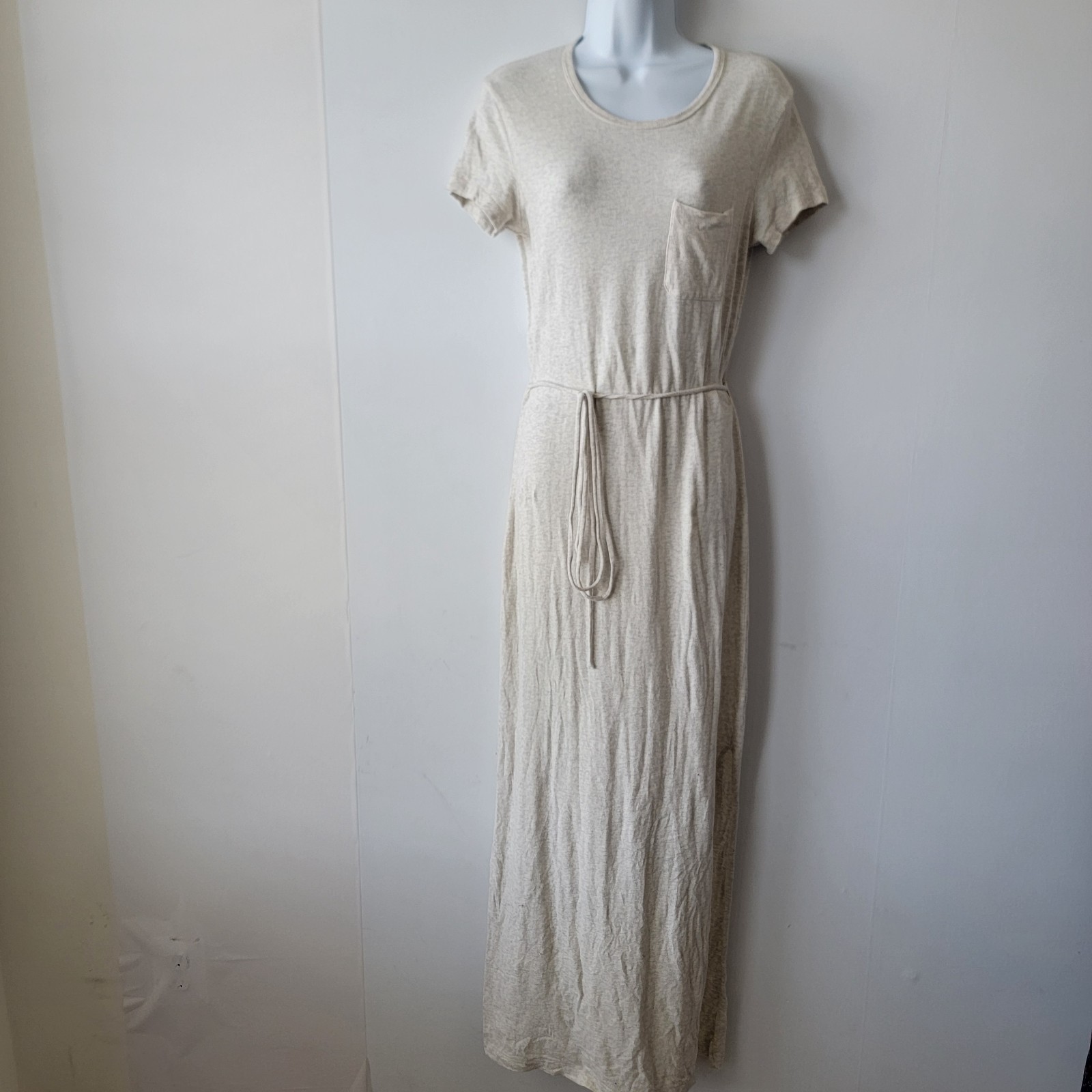 standard james perse Long Pocket Tee Dress size 2 side slit Heather Natural