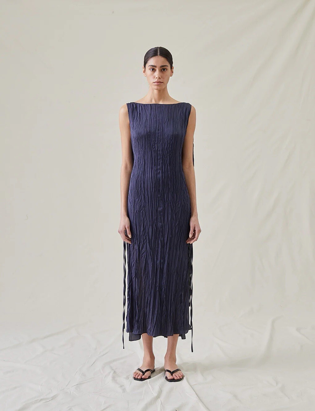 Attersee The Fluid Cape Dress Midnight Blue Silk Small