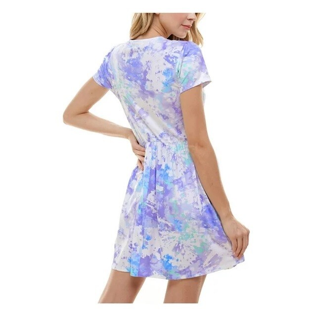 Be Bop Juniors XL Pastel Purple Blue Green Fit Flaire Tie Dress NWT BE60