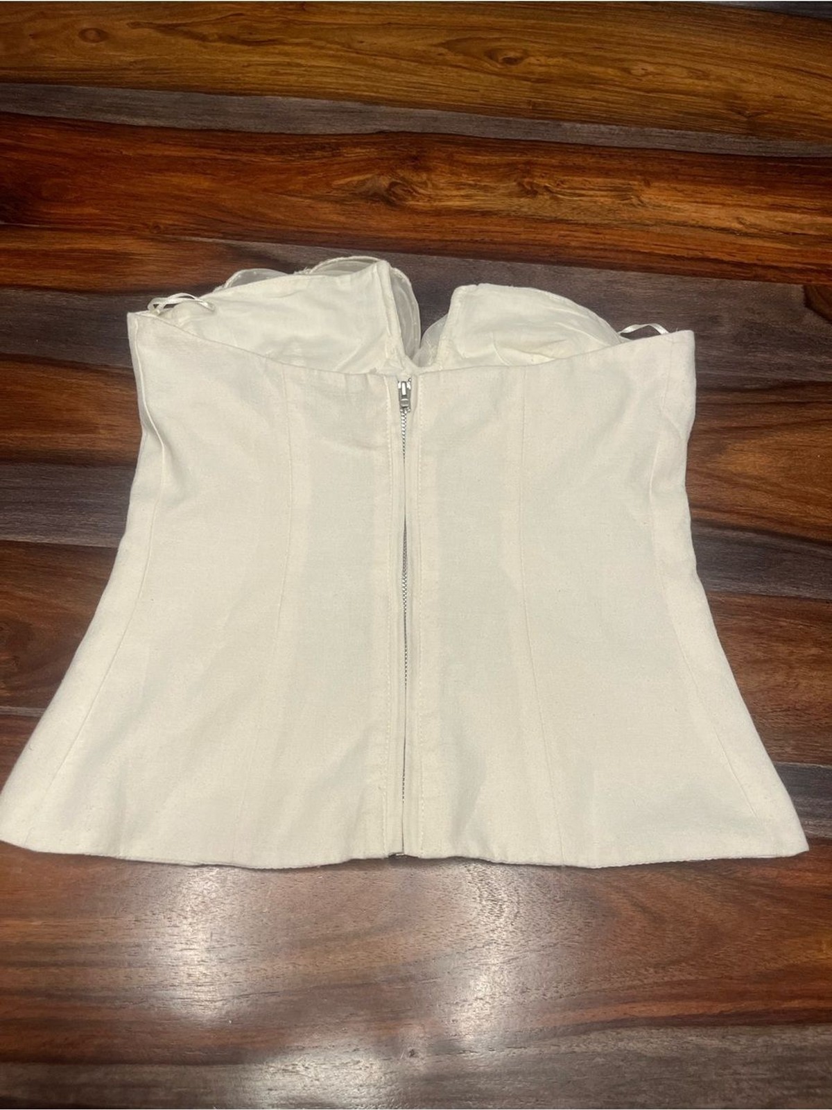 Zara 3D Floral Light Beige Strapless Tube Top Size XS Holiday Bloggers Fave