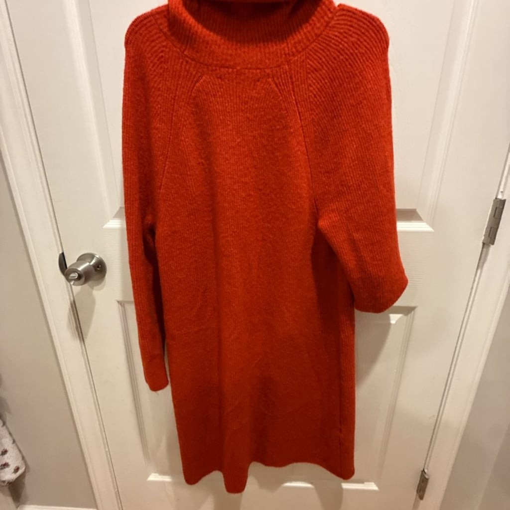 LOFT Plus Orange Cowl Neck Sweater Dress Size 14