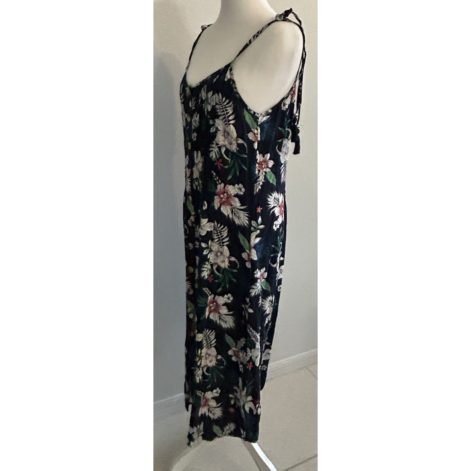 Floral Boho Maxi Dress button down 90s y2k Prairie Cottagecore Hawaiian Sz S