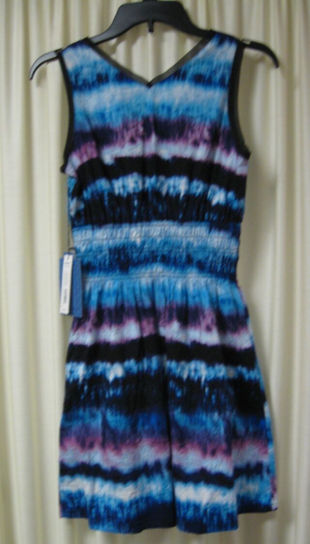 Simply Vera Vera Wang Sleeveless V Neck Tie Dye Crinkle Dress Women’s Sz PM
