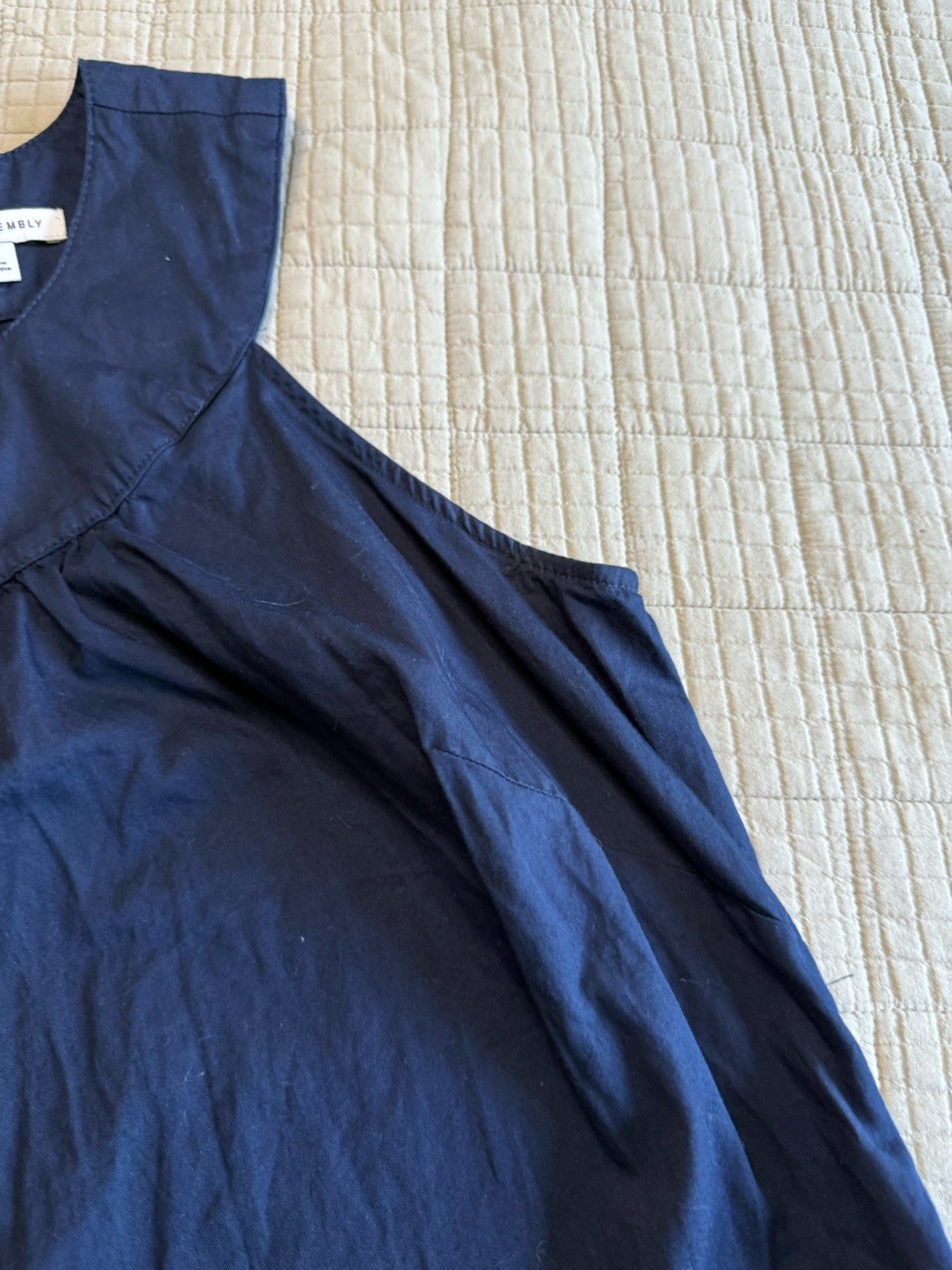 Free Assembly Large Belted Sleeveless Shift Dress Dark Blue Navy No Belt
