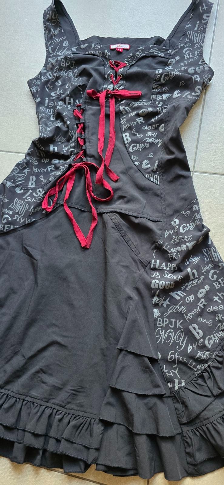 Joe Browns Black Gothic Steampunk Corset Maxi Dress Lagenlook Size UK-16 US-12