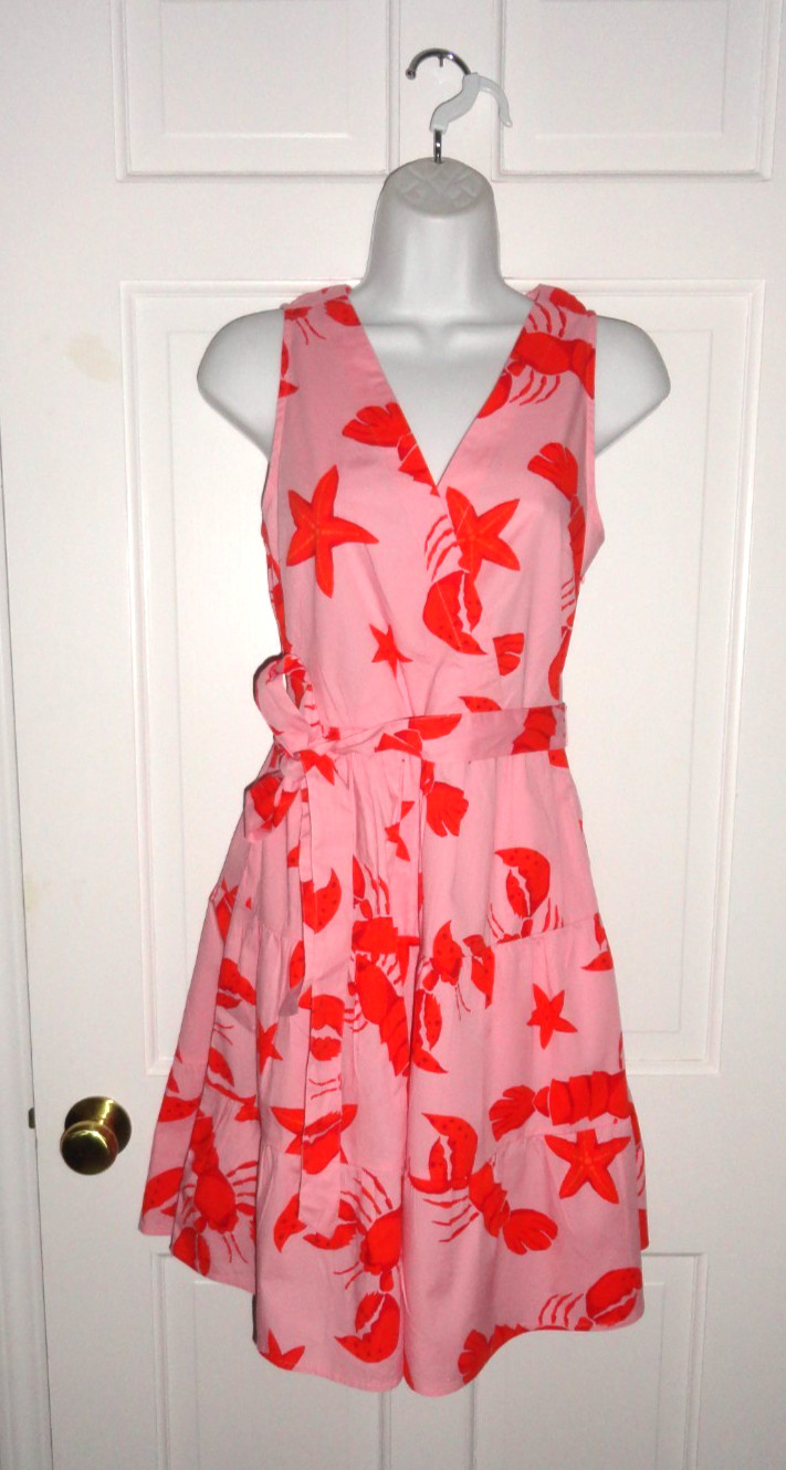 NWT J.CREW PINK WITH ORANGE SEA ANIMALS SLEEVELESS DRESS 4