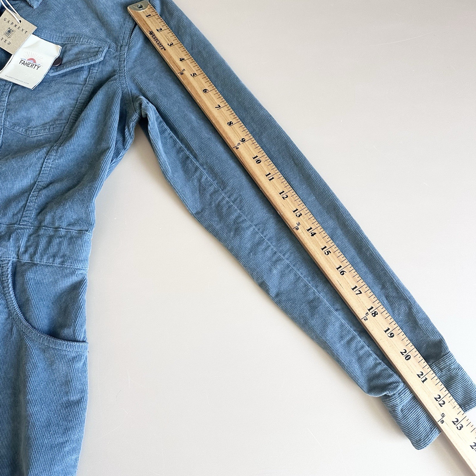 Faherty Cord Stretch Michelle Shirt Dress Corduroy Blue Sz S Organic Cotton NWT