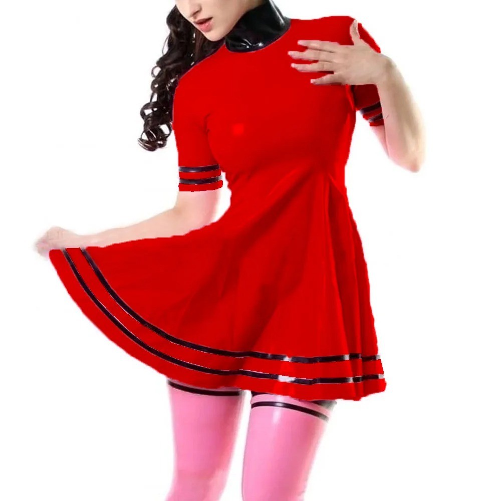 Sexy Short Sleeve Dress Chic Trendy Elegant Sweet PVC Dress Faux PU Club Dresses