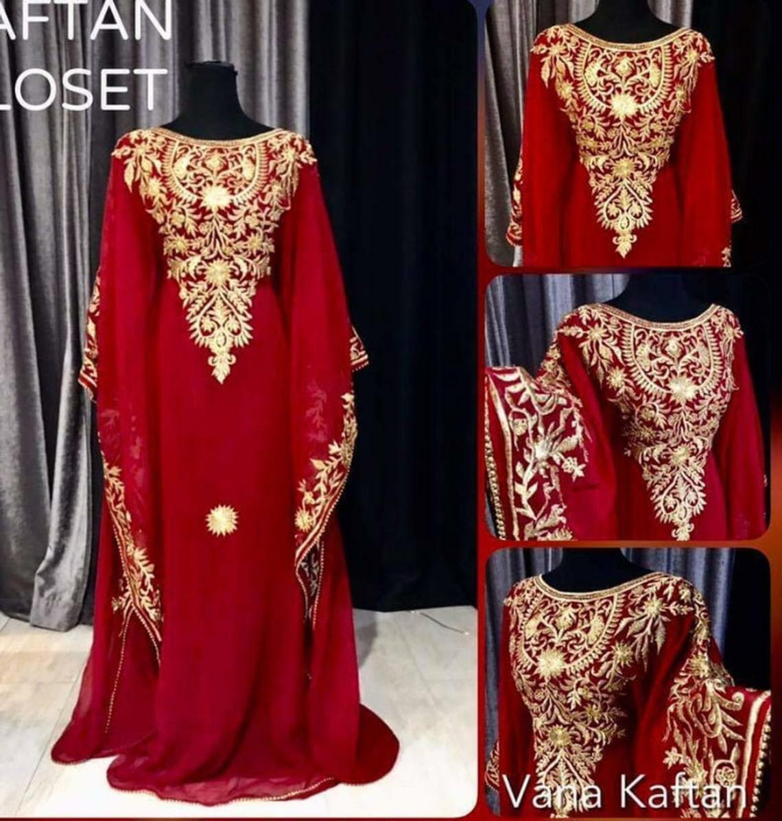 New Wedding Kaftan Dress Moroccan Abaya Dubai Farasha Fancy Long Gown Kaftans