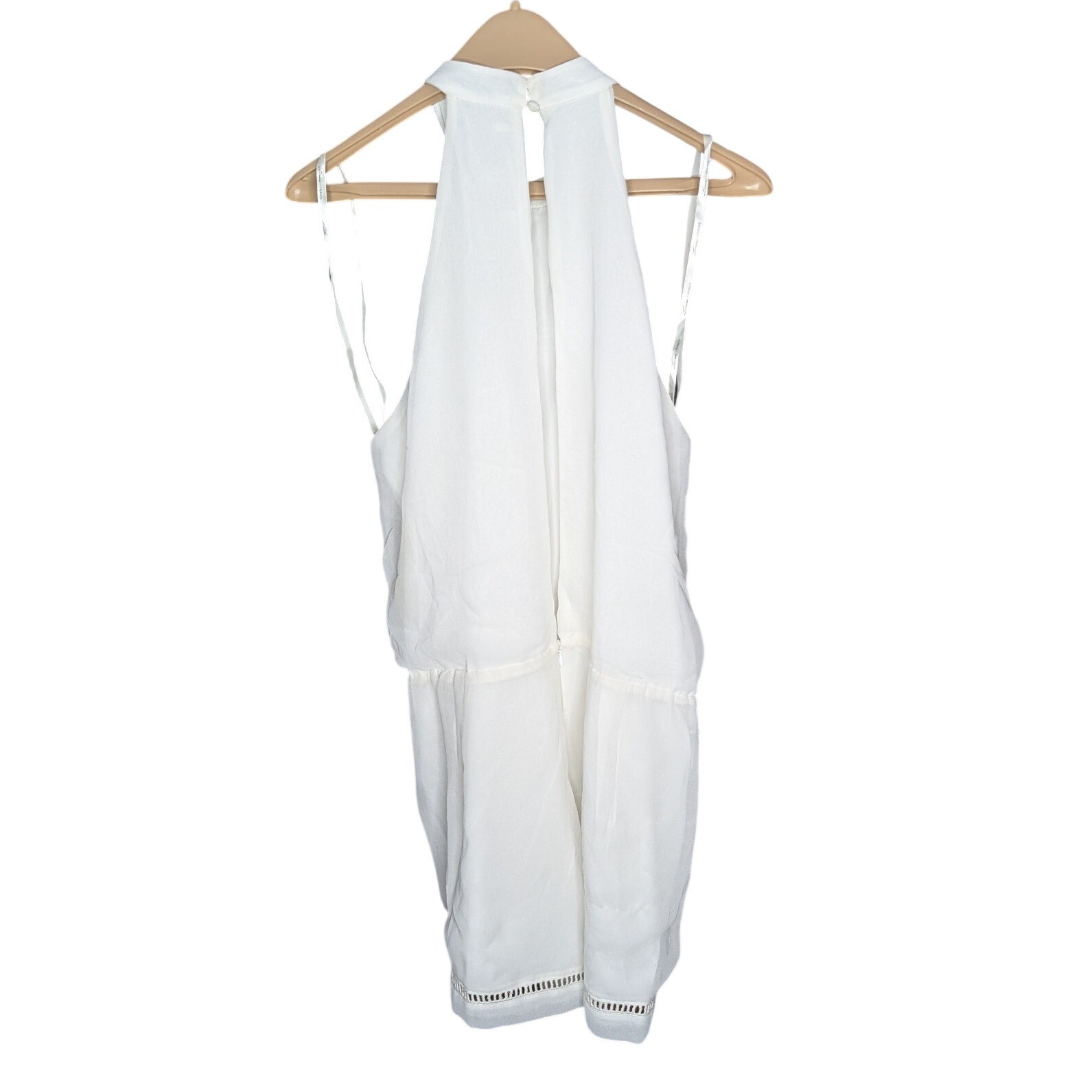 Lovers + Friends White Beaded Embellished Halter Shift Dress Size L Boho Resort