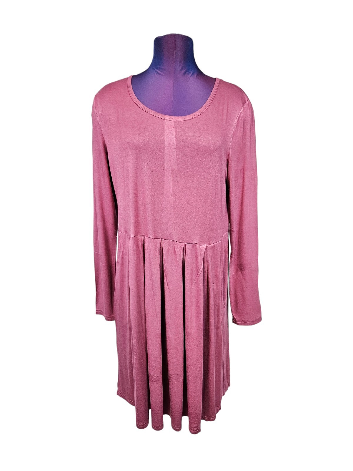 Auselily Raspberry Lightweight Long Sleeve Pleated Skirt Dress Size XL Women i66