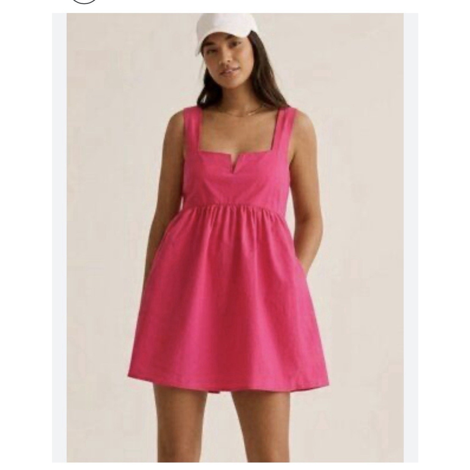 Anthropologie Daily Practice Notch Neck Mini Dress Fuchsia Pink Womens Large L