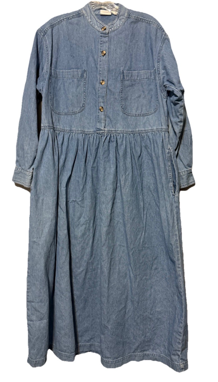 Spiegel Denim Maxi Cotton Shirtdress Blue Size Small Long Relaxed Fit