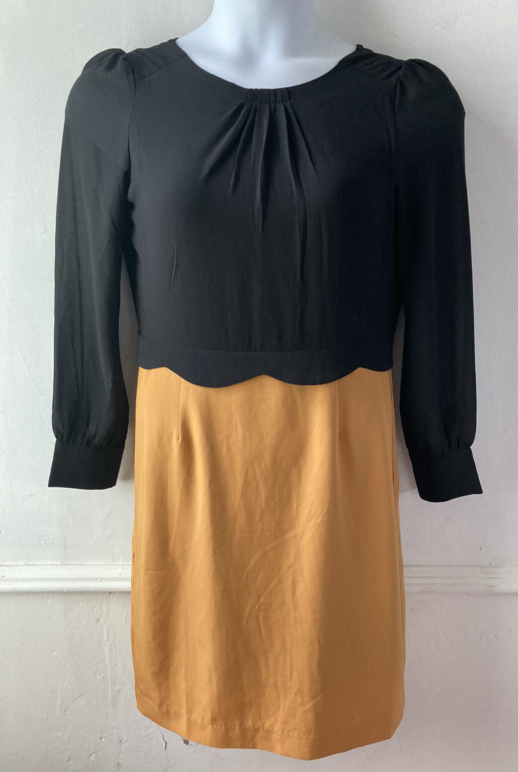 Pink Martini Womens XS Black Gold Sheath Dress j30
