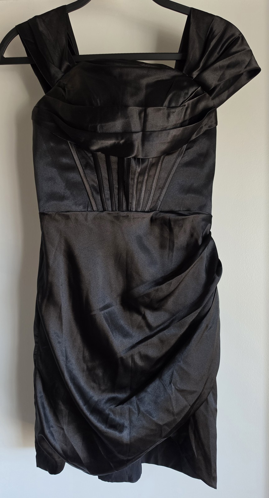 Black Satin Sleeveless Formal Mini Corset Dress Women Romantic Gown Bodycon